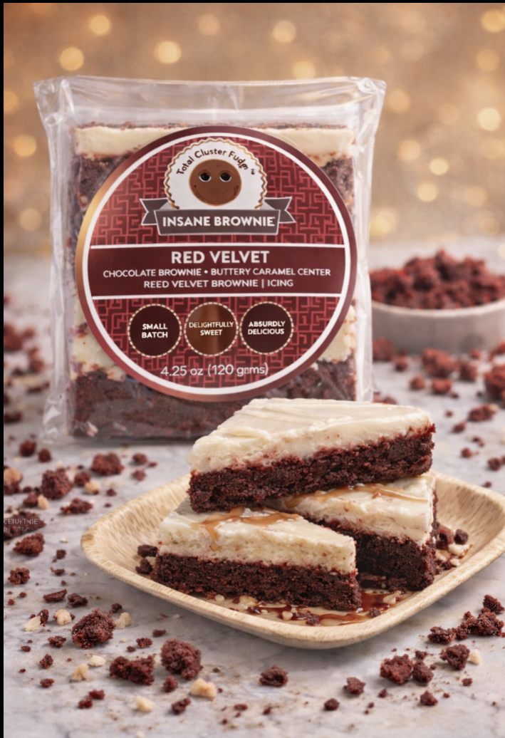 Red Velvet Total Cluster Fudge packaging
