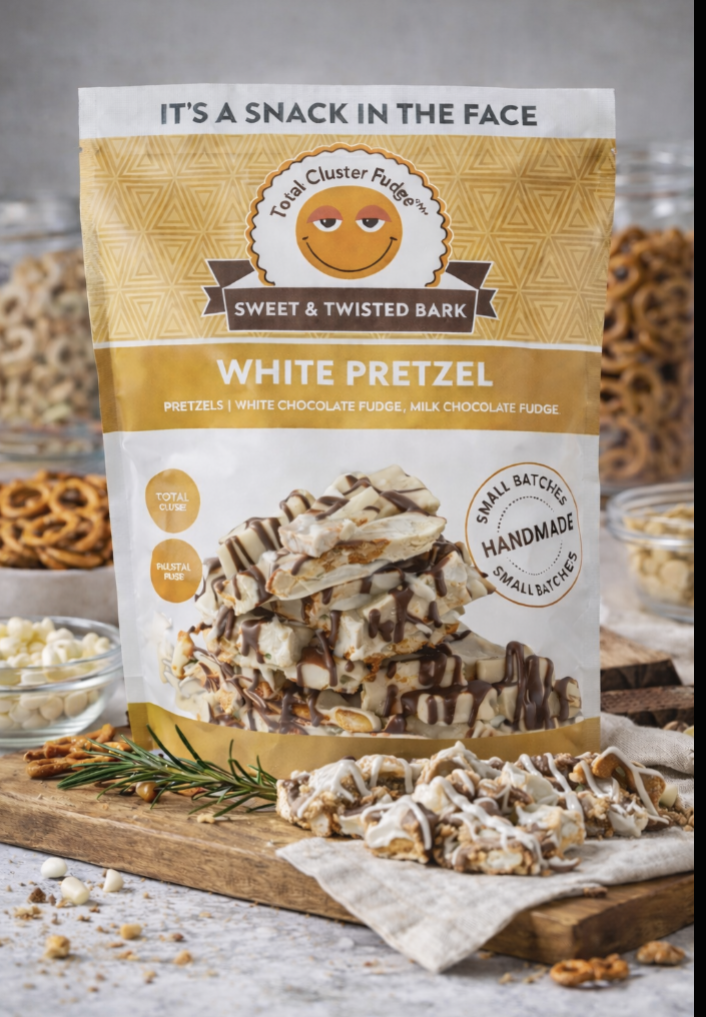 White Pretzel Total Cluster Fudge packaging