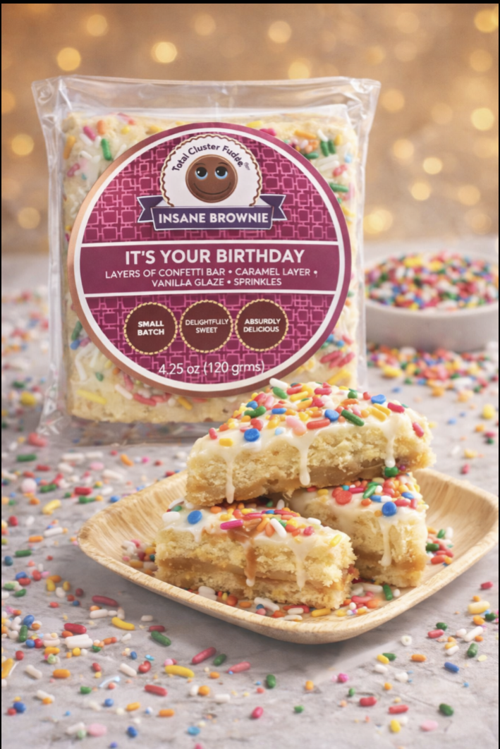 It's Your Birthday Total Cluster Fudge packaging